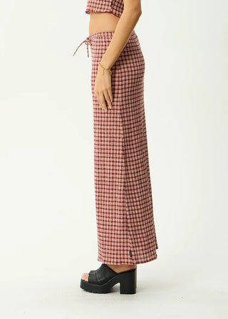 Capricorn Seersucker Maxi Skirt - Burgundy