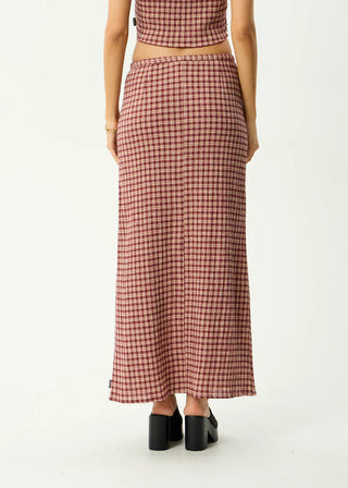 Capricorn Seersucker Maxi Skirt - Burgundy