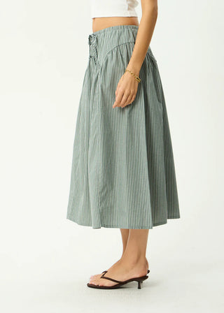 Pinned Midi Skirt - Sycamore Stripe