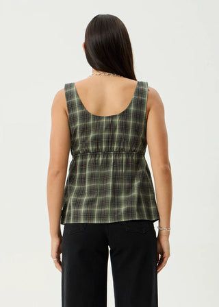 Jonah Tie Top - Deep Olive Check