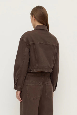 Womens Cropped Denim Jacket - Dark Ganache