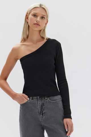 Asymmetrical Organic Long Sleeve Top - Black - Long sleeve tops - Assembly Label - The Soho Movement