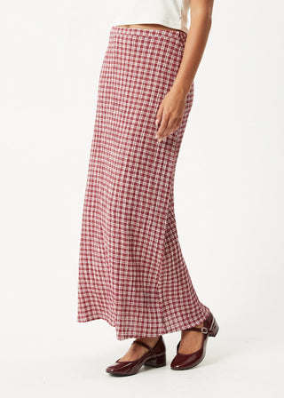 Base Seersucker Maxi Skirt - Burgundy Check - Skirts - Afends - The Soho Movement