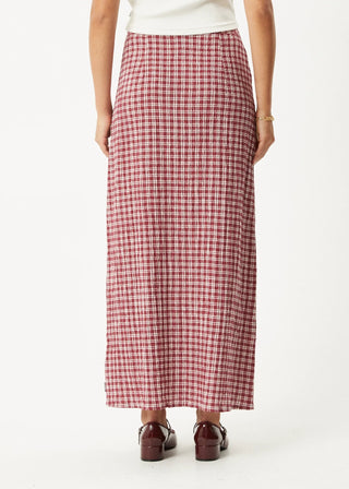 Base Seersucker Maxi Skirt - Burgundy Check - Skirts - Afends - The Soho Movement