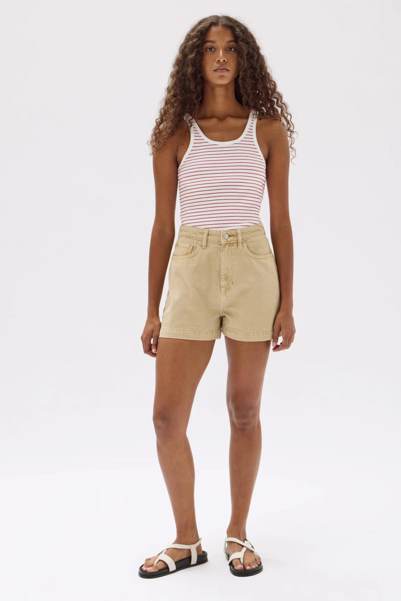 Boxy Denim Short Tan Denim Shorts The Soho Movement