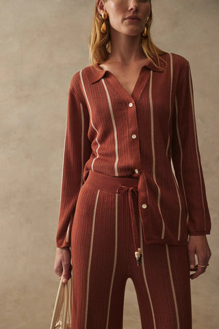 Briar Knit Shirt - Tuscan - Long sleeve tops - Sancia - The Soho Movement