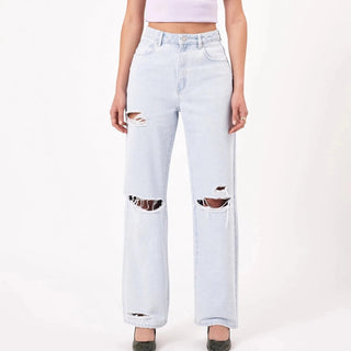 Carrie Jean Iris Rip - Bleached Vintage Blue - Jeans - Abrand - The Soho Movement