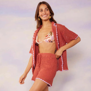 Carver Crochet Shorts - Rust/lilac - Shorts - Minkpink - The Soho Movement
