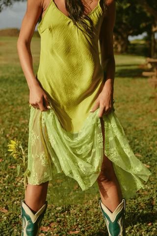 Lace Maxi Dress - Chartreuse
