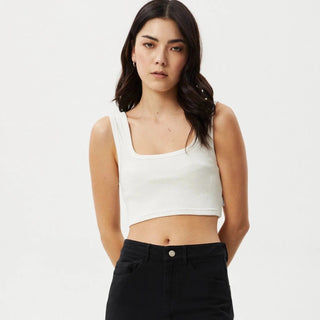 Chia Organic Rib Cropped Singlet - White - Tanks - Afends - The Soho Movement