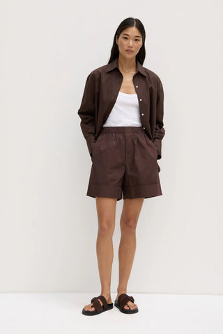 Cleo Longline Poplin Short - Ganache - Shorts - Assembly Label - The Soho Movement