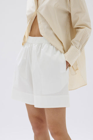 Cleo Longline Poplin Short - White - Shorts - Assembly Label - The Soho Movement