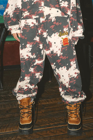 Cow Print Cuffed Sweat Pants