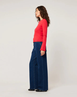 Crinkle Long Sleeve - Crimson - Long sleeve tops - Rollas - The Soho Movement