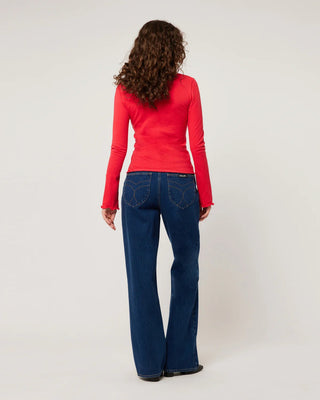 Crinkle Long Sleeve - Crimson - Long sleeve tops - Rollas - The Soho Movement
