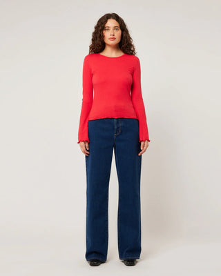 Crinkle Long Sleeve - Crimson - Long sleeve tops - Rollas - The Soho Movement