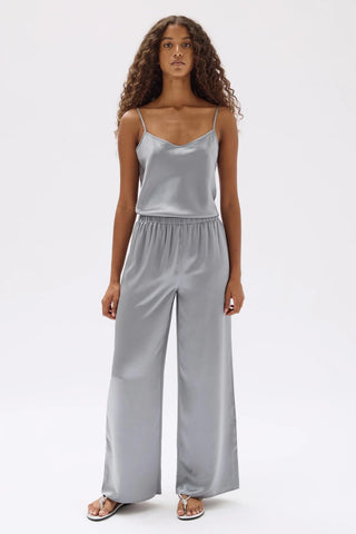 Ena Silk Pants - Silver - Pants - Assembly Label - The Soho Movement