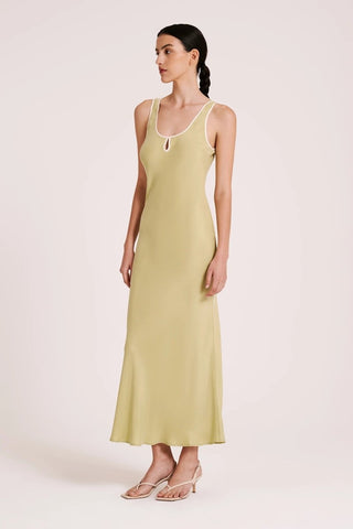 Enni Cupro Slip Dress - Lime - Nude Lucy - The Soho Movement