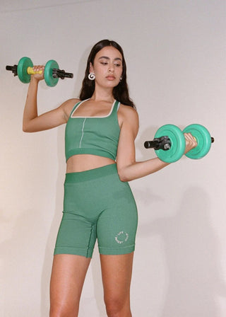 Fine Ribbed Biker Short - Sea Green - Pinky & Kamal - The Soho Movement