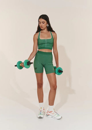 Fine Ribbed Biker Short - Sea Green - Pinky & Kamal - The Soho Movement