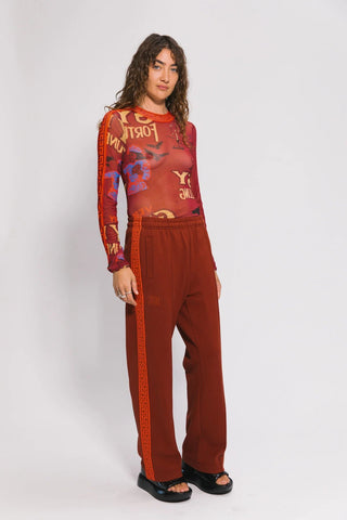 Fortune Teller Mesh Long Sleeve Top - Red - Long sleeve tops - Something Very Special - The Soho Movement