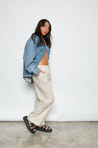 Poppy Stripe Pant - Sage/White