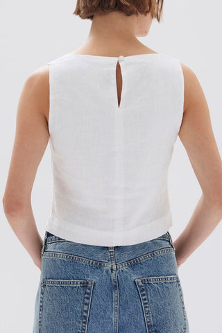 Georgina Linen Top - White - Tops - Assembly Label - The Soho Movement