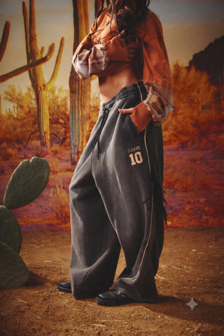 Happy Chap Wide Leg Sweat Pants - Black