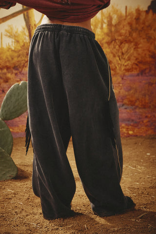 Happy Chap Wide Leg Sweat Pants - Black