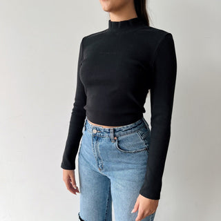 Heather Long Sleeve Mock Neck - Black - Abrand - The Soho Movement