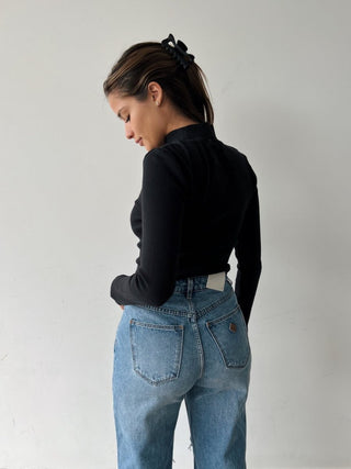 Heather Long Sleeve Mock Neck - Black - Abrand - The Soho Movement