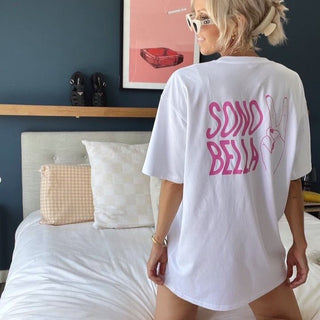 I’m Beautiful Tee Dress - White/Pink - Tshirts - The Soho Movement - The Soho Movement