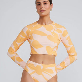 Islander Long Sleeve Crop Top - Peach - Poolside Paradiso - The Soho Movement