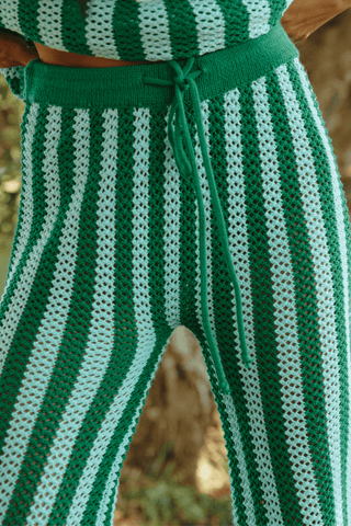 The Knit Stripe Beach Pants - Green/Blue