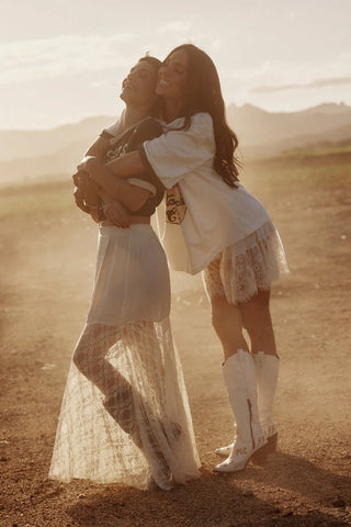 Lace Maxi Skirt - Cream - Skirts - Sabbi - The Soho Movement