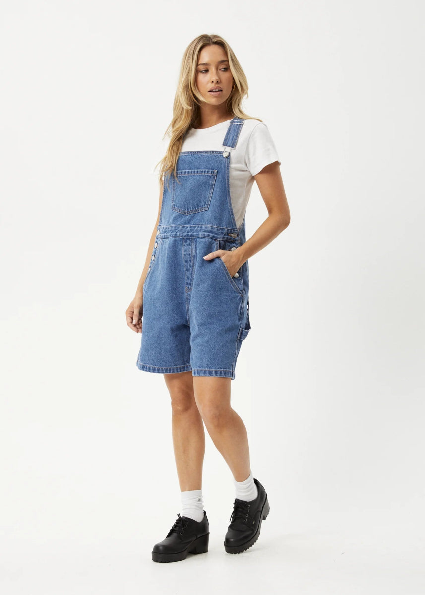Lil Louis Hemp Short Overalls - Worn Blue - - The Soho Movement