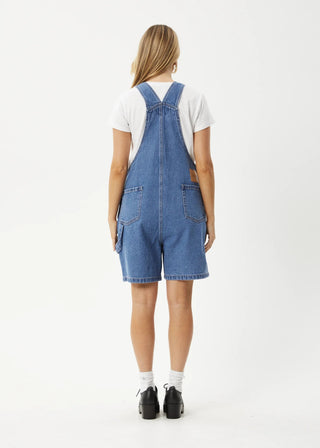 Lil Louis Hemp Short Overalls - Worn Blue - Afends - The Soho Movement