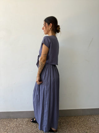 Linen Tie Front Top - Washed Navy - The Soho Movement - The Soho Movement