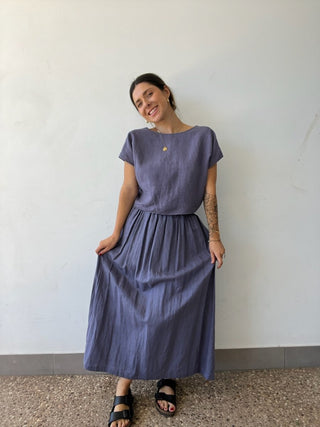 Linen Tie Front Top - Washed Navy - The Soho Movement - The Soho Movement