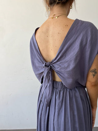 Linen Tie Front Top - Washed Navy - The Soho Movement - The Soho Movement