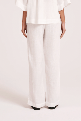 Lounge Linen Pant - White - Nude Lucy - The Soho Movement