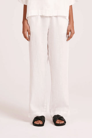 Lounge Linen Pant - White - Nude Lucy - The Soho Movement