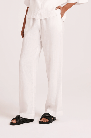 Lounge Linen Pant - White - Nude Lucy - The Soho Movement