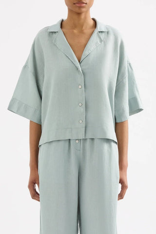 Lounge Linen Shirt - Seafoam - Shirts & Tops - Nude Lucy - The Soho Movement