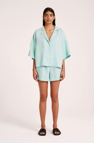 Lounge Linen Short - Aqua - Nude Lucy - The Soho Movement