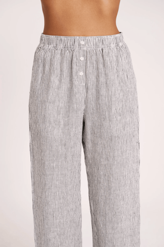 Lounge Stripe Linen Pant - Pinstripe - Nude Lucy - The Soho Movement