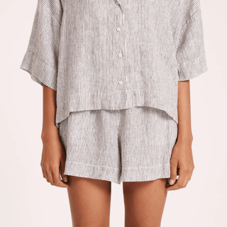 Lounge Stripe Linen Short - Pinstripe - Nude Lucy - The Soho Movement