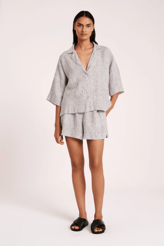 Lounge Stripe Linen Short - Pinstripe - Nude Lucy - The Soho Movement