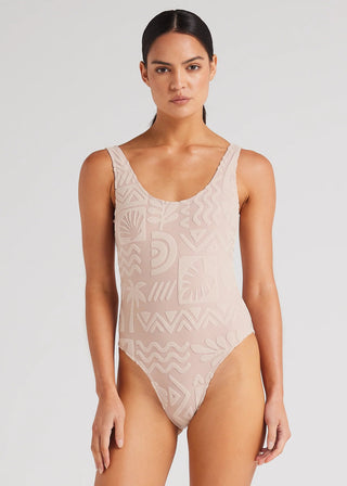 Mai Tai Scoop Onepiece Swimsuit - Mushroom - Swimwear - Poolside Paradiso - The Soho Movement