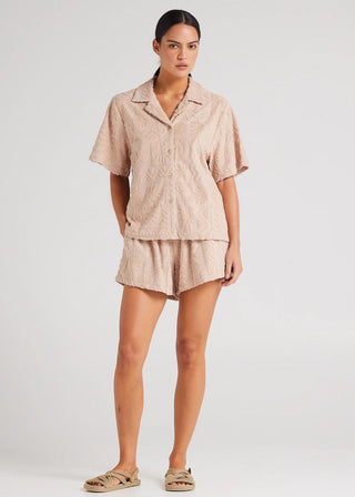 Mai Tai Short Sleeve Shirt - Mushroom - Shirts & Tops - Poolside Paradiso - The Soho Movement